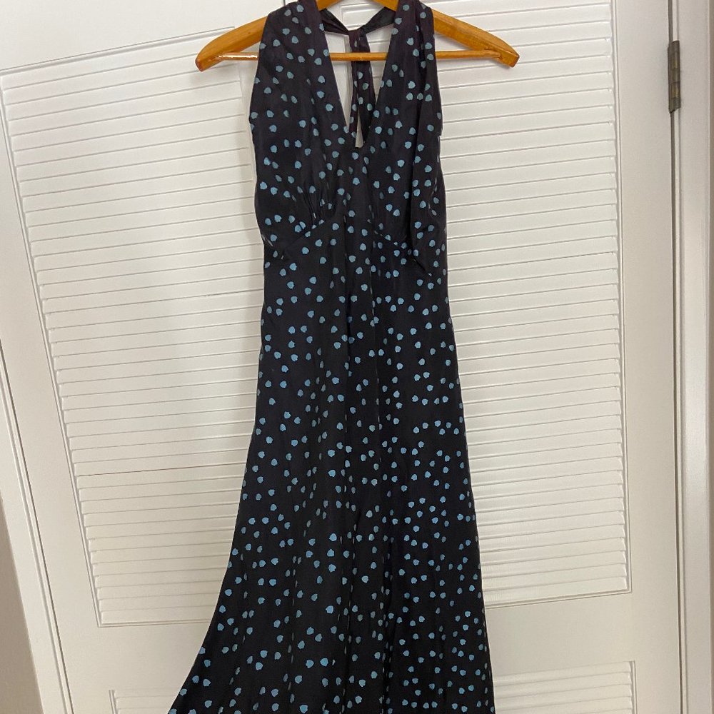 Vintage Silk Tafetta Floor Length Halter Dress - Circa 1940s